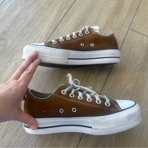 Converse Men’s Low Top Canvas Sneakers in Brown and White